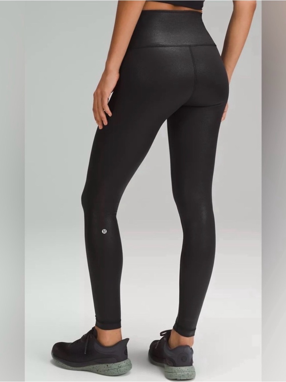 Lululemon Wunder Train Black Foil Shine High-Waist Tights Sz 6 28”